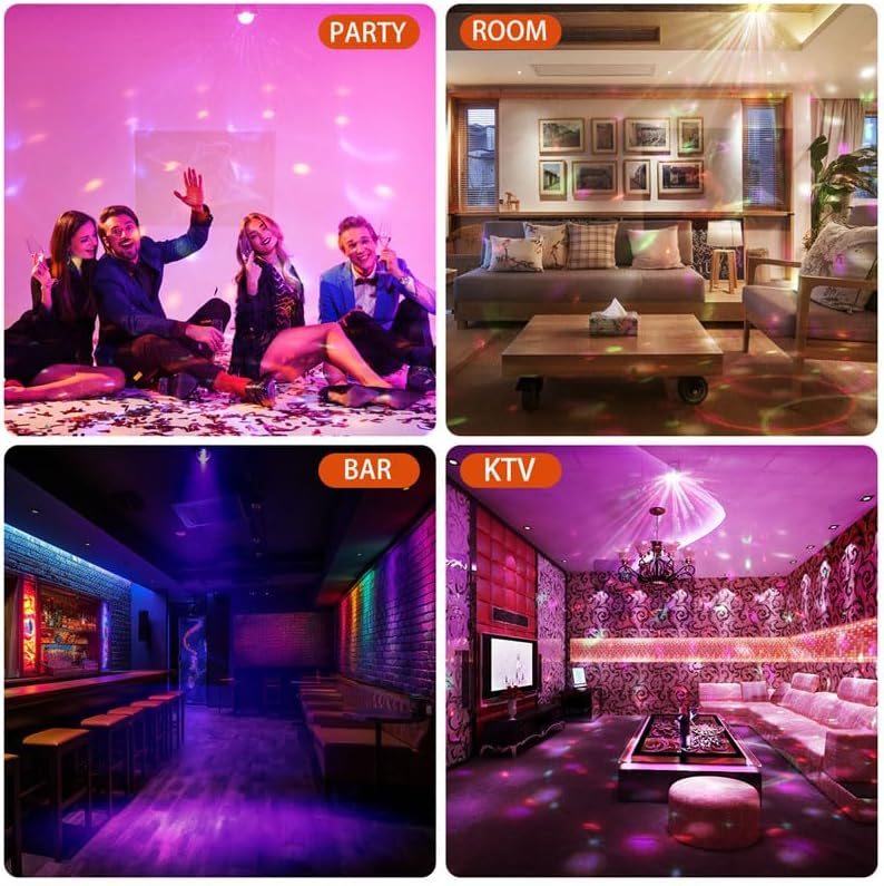XJXTC Disco Ball Party Lights Sound Activated with Strobe Effect for Halloween Christmas Parties Birthday Karaoke Wedding Home Club Decor - Image 5